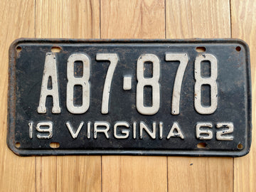 1962 Virginia License Plate