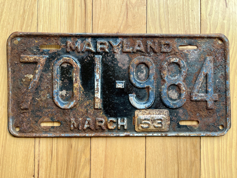 1953 Maryland License Plate