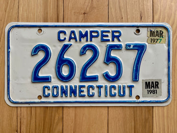 1977/81 Connecticut Camper License Plate