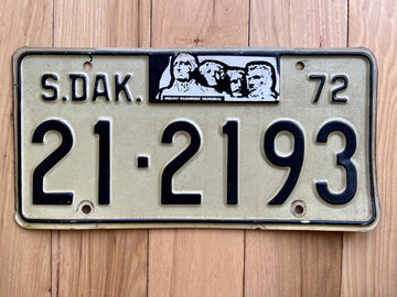 1972 South Dakota License Plate