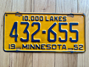 1952 Minnesota License Plate