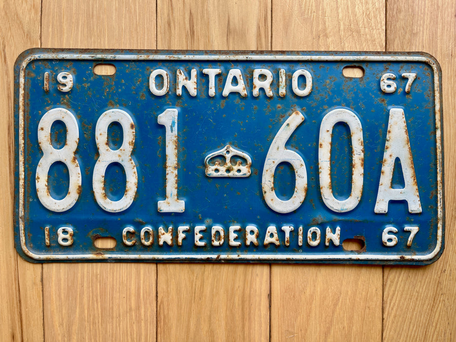 1967 Ontario Centennial License Plate