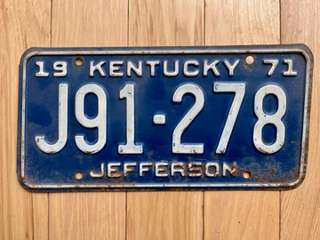1971 Kentucky Jefferson County License Plate
