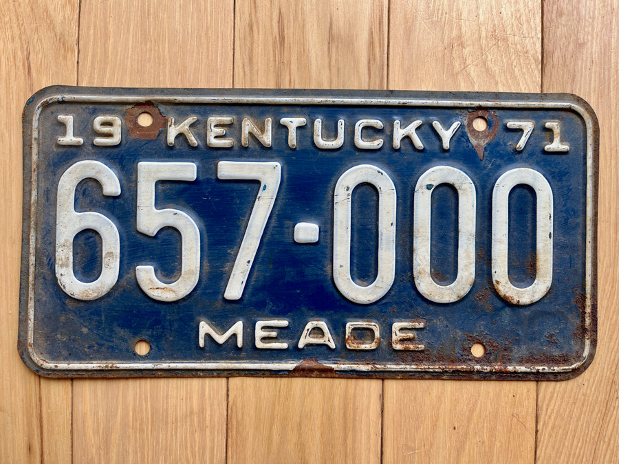 1971 Kentucky Meade County License Plate