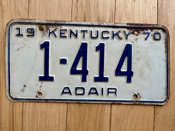 1970 Kentucky Adair County License Plate