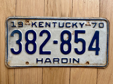 1970 Kentucky Hardin County License Plate