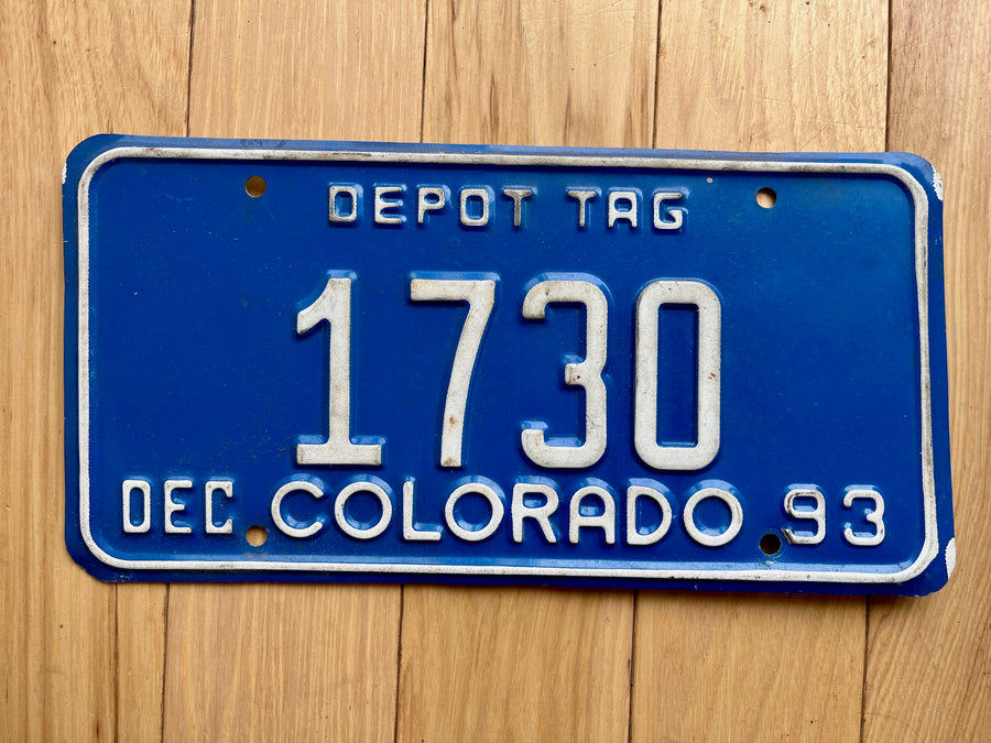 1992 Colorado Depot Tag License Plate