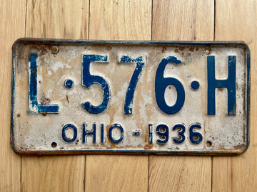 1936 Ohio License Plate
