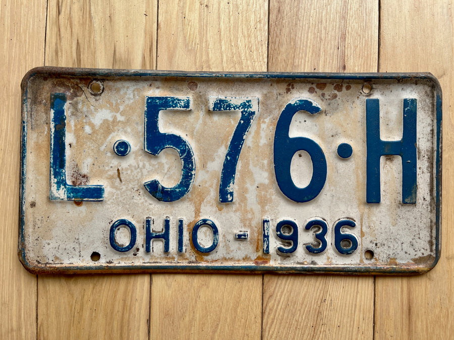 1936 Ohio License Plate