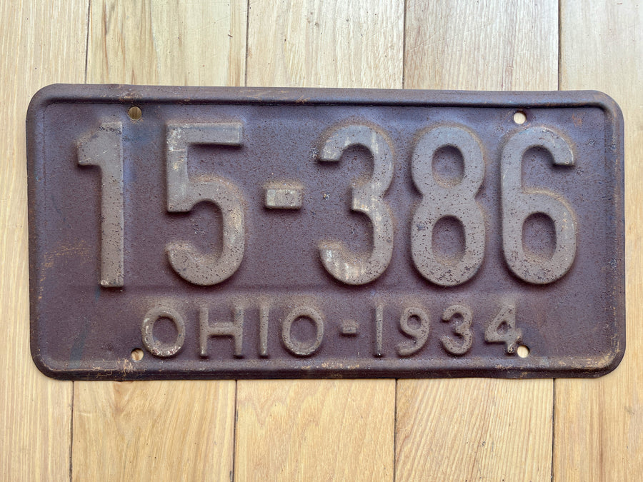 1934 Ohio License Plate