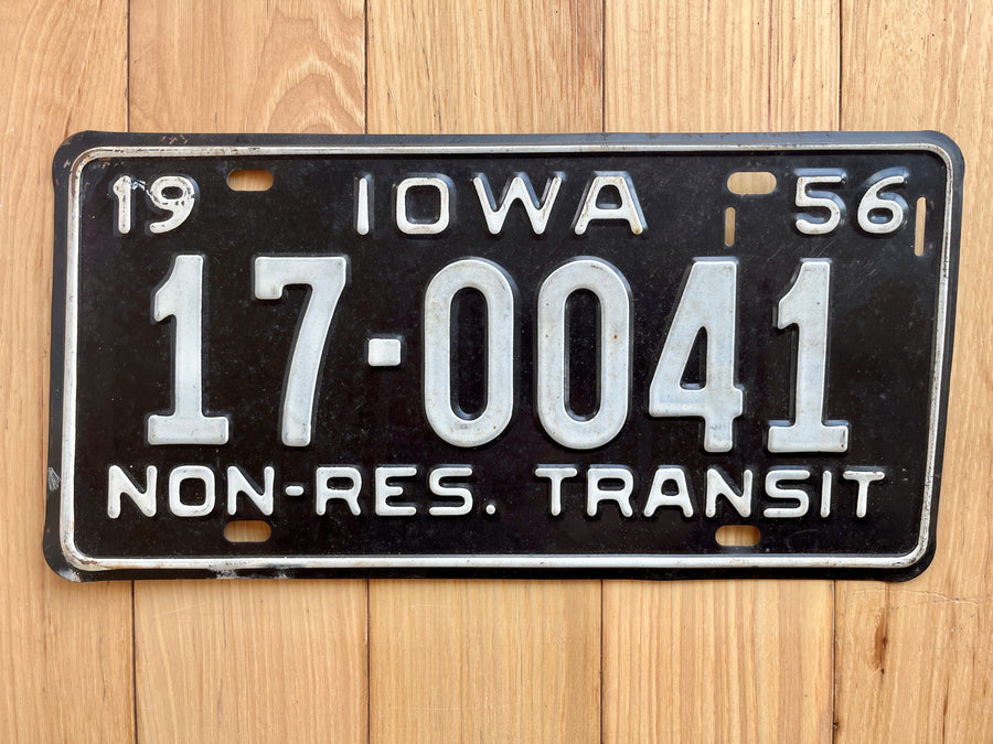 1956 Iowa Non-Res Transit License Plate