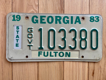 1983 Georgia State Government Fulton County License Plate