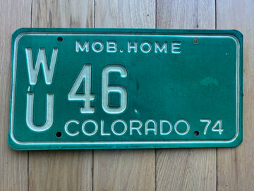 1974 Colorado Mobile Home License Plate