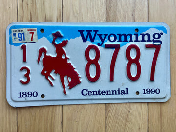 1990/91 Wyoming Centennial License Plate