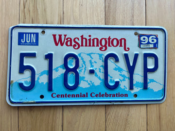 1996 Washington Centennial License Plate