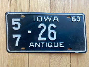 1963 Iowa Antique License Plate