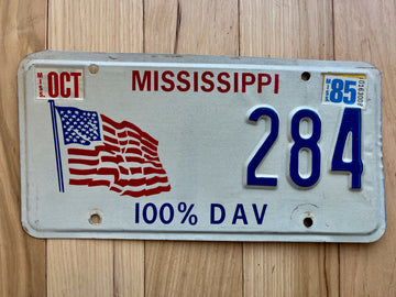 1985 Mississippi Disabled Veteran License Plate