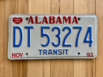 1993 Alabama Transit License Plate
