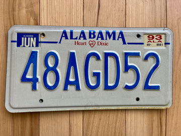 1993 Alabama License Plate