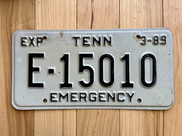 1989 Tennessee Emergency License Plate