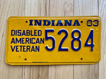 1983 Indiana Disabled American Veteran License Plate