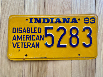 1983 Indiana Disabled American Veteran License Plate