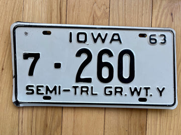 1963 Iowa License Plate