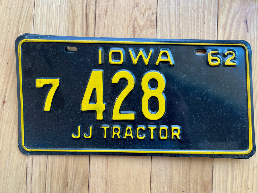 1962 Iowa Tractor License Plate