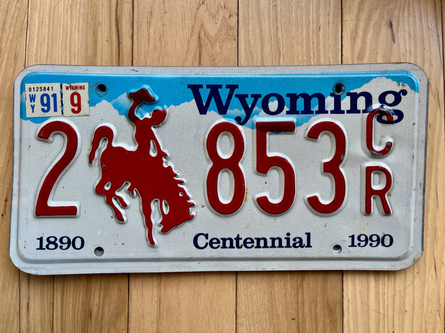 1990/91 Wyoming Centennial License Plate