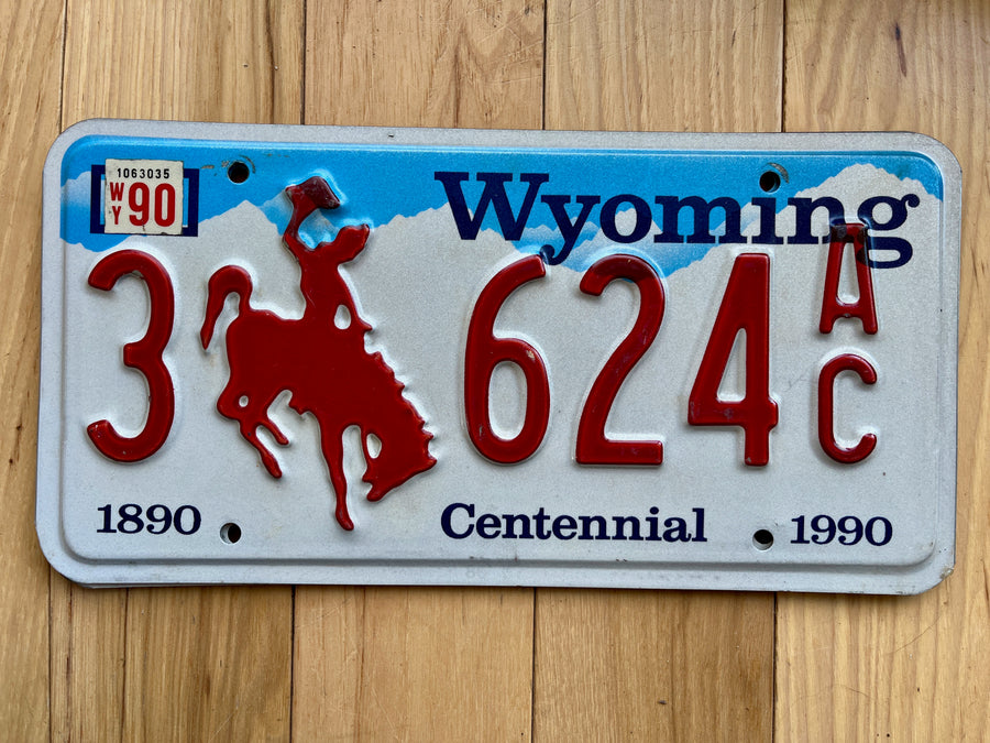 1990 Wyoming Centennial License Plate