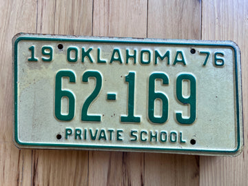 1976 Oklahoma Private School License Plate