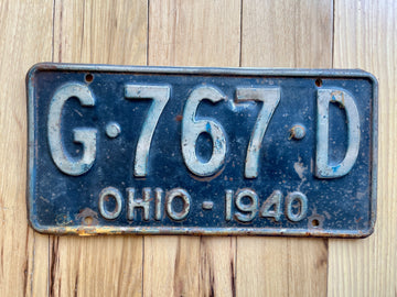 1940 Ohio License Plate
