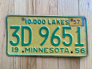 1956/57 Minnesota License Plate