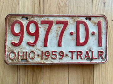 1959 Ohio Trailer License Plate