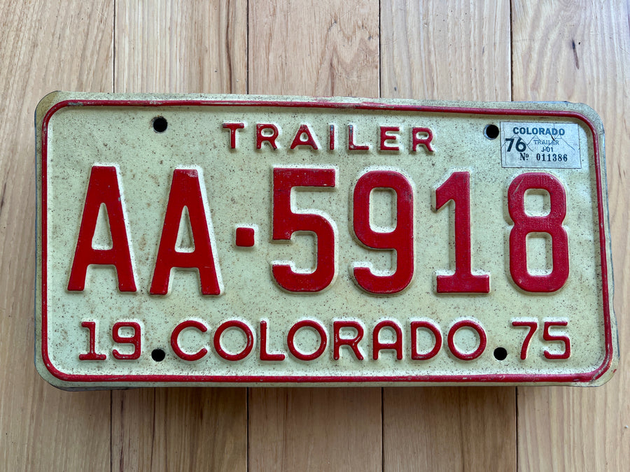 1975/76 Colorado Trailer License Plate