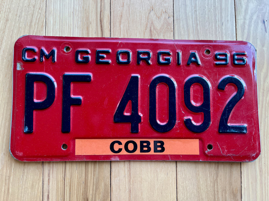 1996 Georgia Cobb County License Plate
