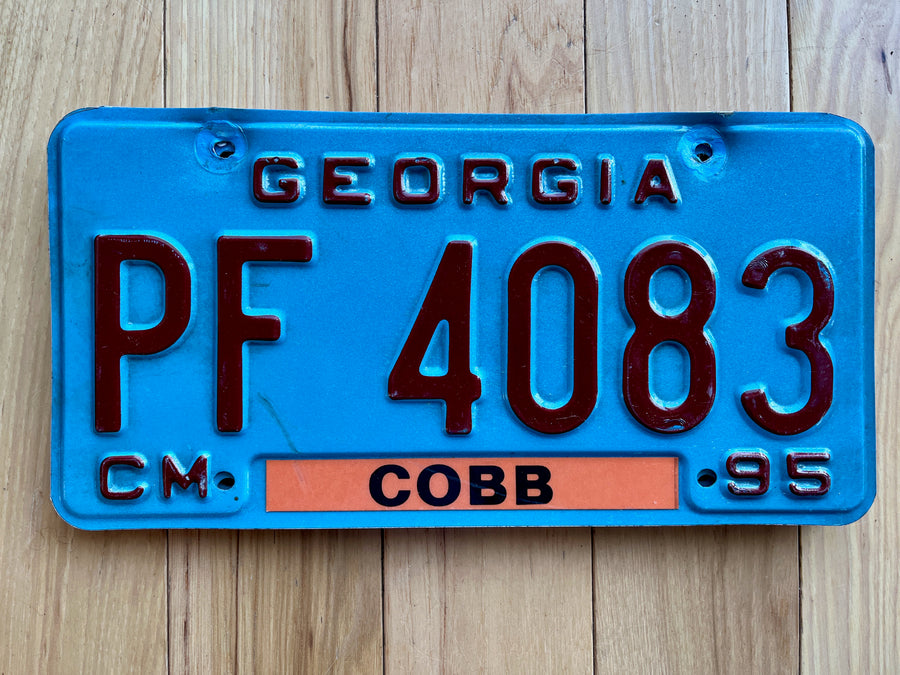 1995 Georgia Cobb County License Plate