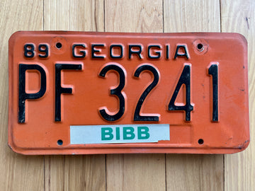1989 Georgia Bibb County License Plate