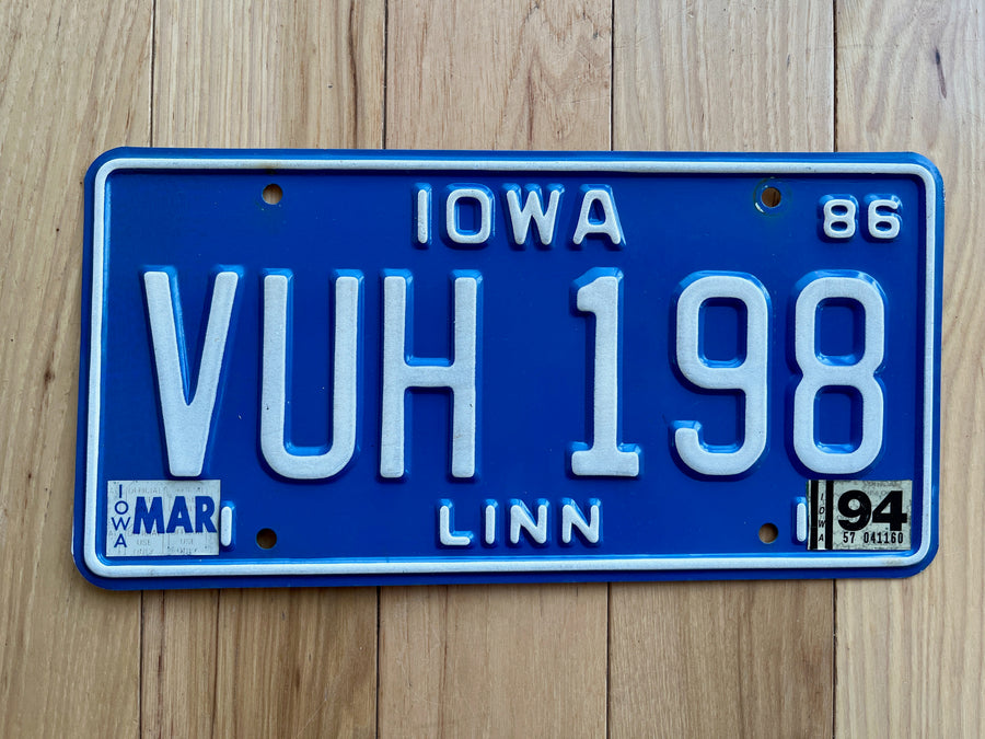 1986/94 Iowa Linn County License Plate