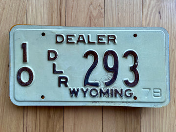 1978 Wyoming Dealer License Plate