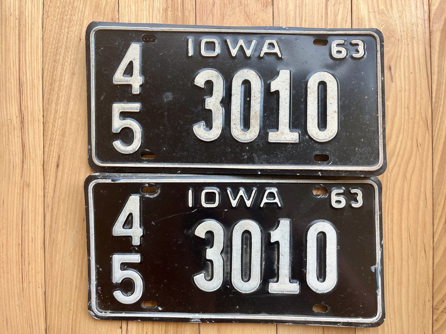 Pair of 1963 Iowa License Plates