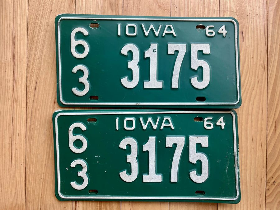 Pair of 1964 Iowa License Plates