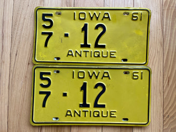 Pair of 1961 Iowa Antique License Plates