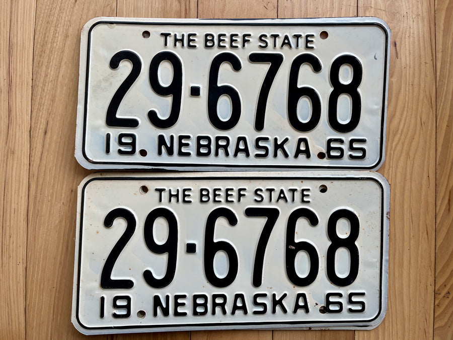 Pair of 1965 Nebraska License Plates