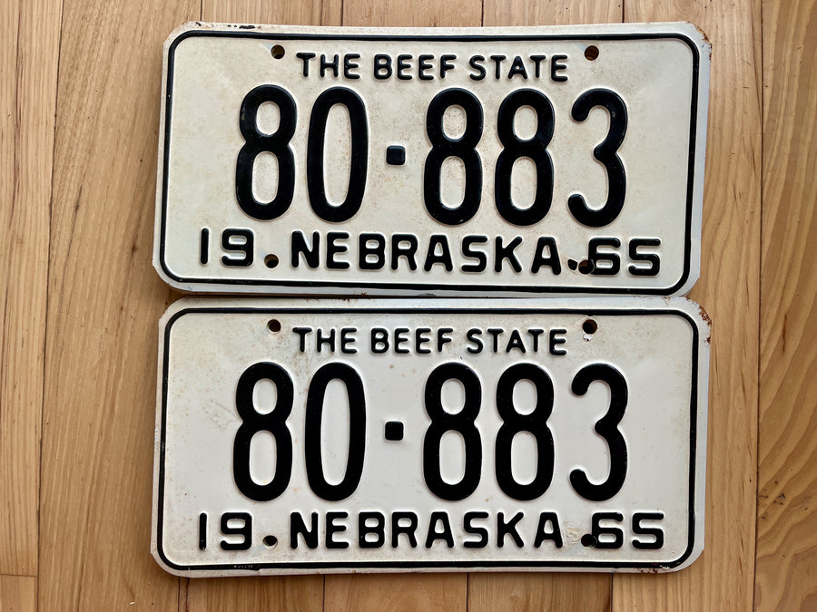 Pair of 1965 Nebraska License Plates