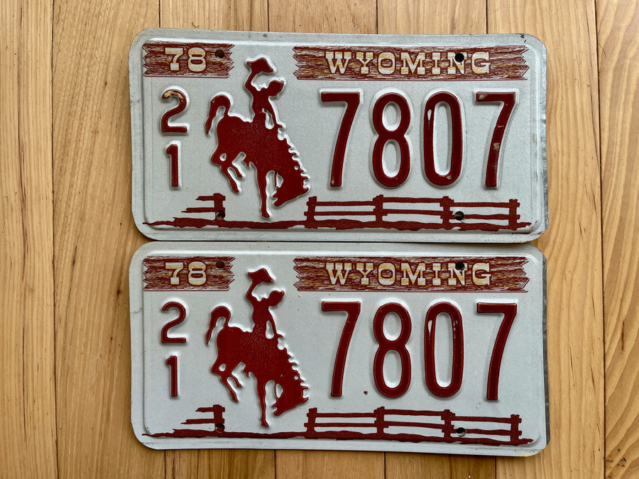 Pair of 1978 Wyoming License Plates