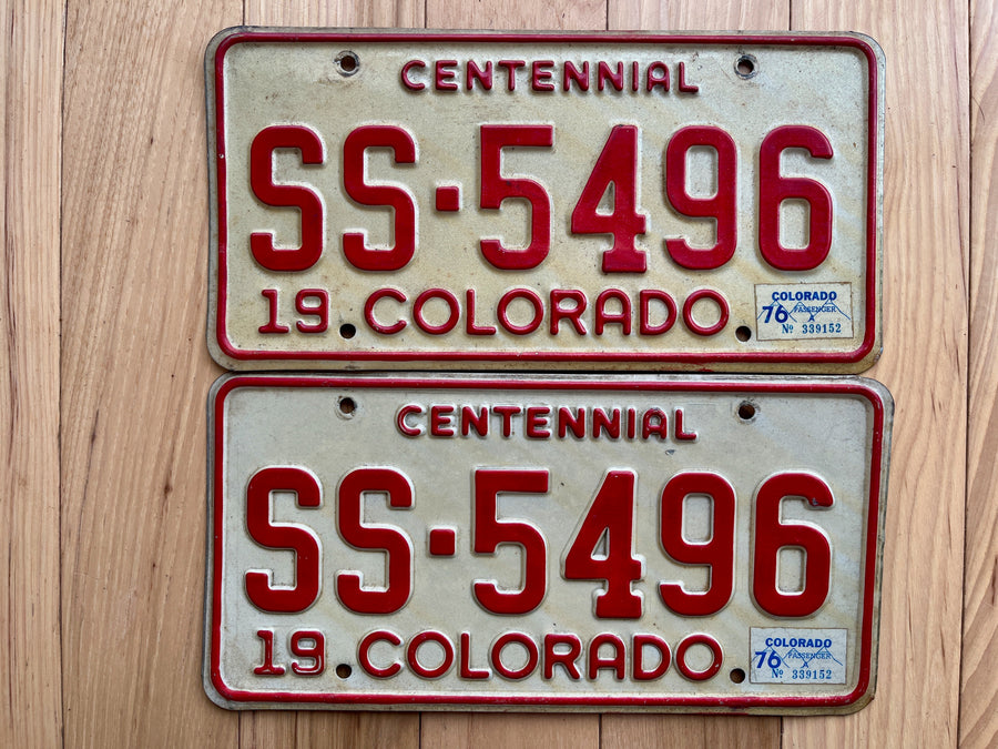 Pair of 1976 Colorado Centennial License Plates