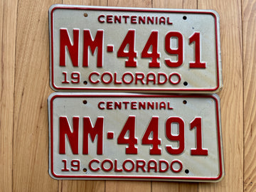 Pair of 1976 Colorado Centennial License Plates