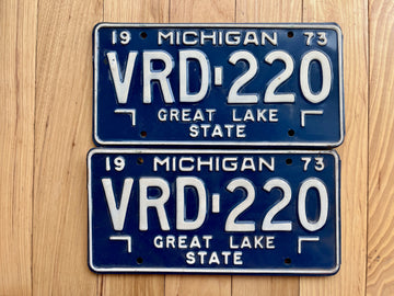 Pair of 1973 Michigan License Plates