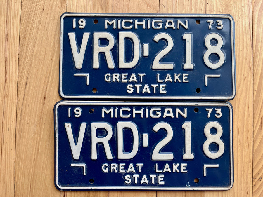 Pair of 1973 Michigan License Plates
